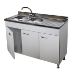 Sottolavello Bianco 120 Cm 3 Ante Per Lavello Inox