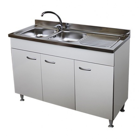 Sottolavello Bianco 120 Cm 3 Ante Per Lavello Inox