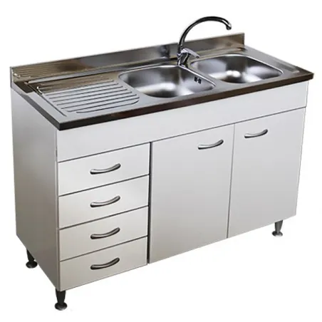 Mobile Cucina Bianco 120 Cm 2 Ante E Lavello Inox
