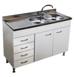 Mobile Cucina Bianco 120 Cm 2 Ante E Lavello Inox