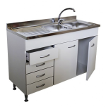 Mobile Cucina Bianco 120 Cm 2 Ante E Lavello Inox