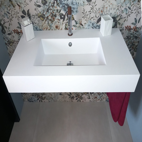 Lavabo marmoresina bianco sospeso 80,5x51,5x13 vasca centrale