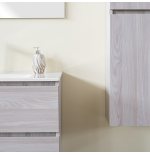 Mobile Bagno 80 cm Olmo Perla con Lavabo, Specchio e Colonna