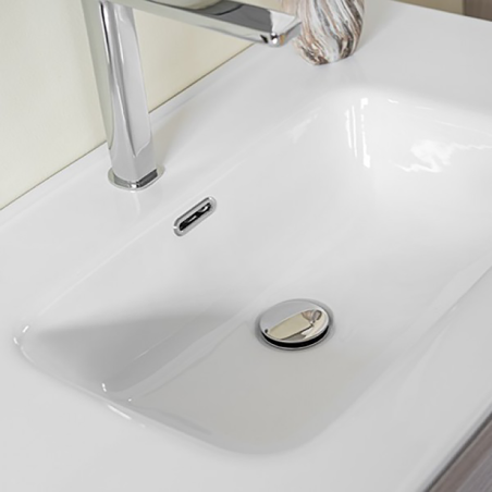 Mobile Bagno 80 cm Olmo Perla con Lavabo, Specchio e Colonna