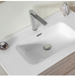 Mobile Bagno 80 cm Rovere Well con Lavabo, Specchio e Colonna