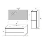 Mobile Bagno 80 cm Rovere Well con Lavabo, Specchio e Colonna