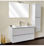 CLOE | Mobile Bagno 80 cm Frassino con Lavabo, Specchio e Colonna