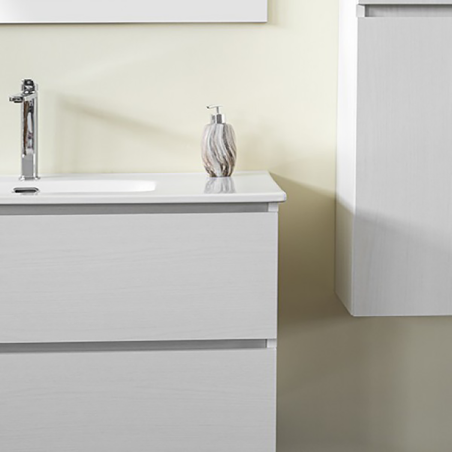 CLOE | Mobile Bagno 80 cm Frassino con Lavabo, Specchio e Colonna