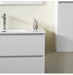 CLOE | Mobile Bagno 80 cm Frassino con Lavabo, Specchio e Colonna