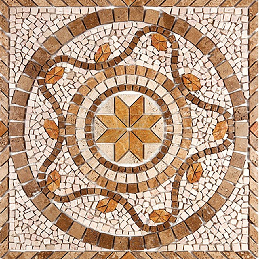 Elegante Rosone a Mosaico in Marmo per Pavimenti | 80x80 cm