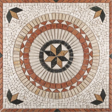 Rosone in mosaico di marmo 100 x 100 x 0,8 cm su rete, perfetto per pavimenti interni ed esterni. Ideale per creare decorazioni