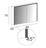 Specchio Contenitore LED 2 Ante 90x70 cm Bagno