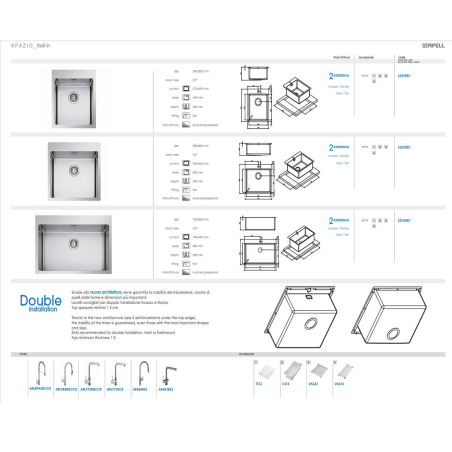 Lavello Cucina Monovasca 39 x 51 cm Inox AISI 304 Filotop e Incasso