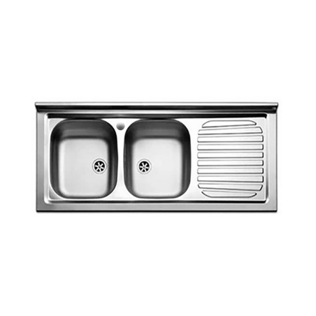 Lavello Cucina Inox 120 cm con 2 Vasche a Sinistra e Gocciolatoio