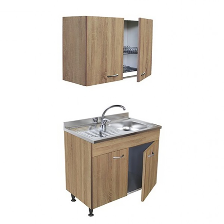 Sottolavello Rovere 80 cm con Lavello Inox 1 Vasca e Colapiatti