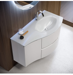 Vague | Mobile Bagno Sospeso 104 cm Bianco Opaco con Lavabo in Vetro