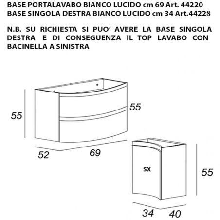 Vague | Mobile Bagno Sospeso 104 cm Bianco Opaco con Lavabo in Vetro