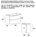 Vague | Mobile Bagno Sospeso 104 cm Bianco Opaco con Lavabo in Vetro