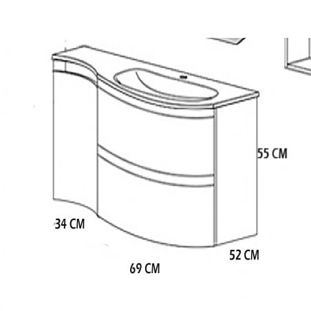 Vague | Mobile Bagno Sospeso 104 cm Bianco Opaco con Lavabo in Vetro