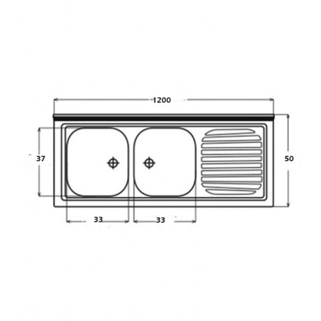 Lavello Cucina Inox 120 cm con 2 Vasche a Sinistra e Gocciolatoio