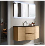 Vague | Mobile Bagno Rovere Tabacco 138 cm con Lavabo Nero e Specchio