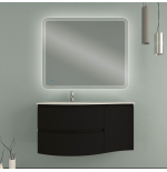 Vague | Mobile Bagno Sospeso 104 cm Nero Opaco con Lavabo a Sinistra