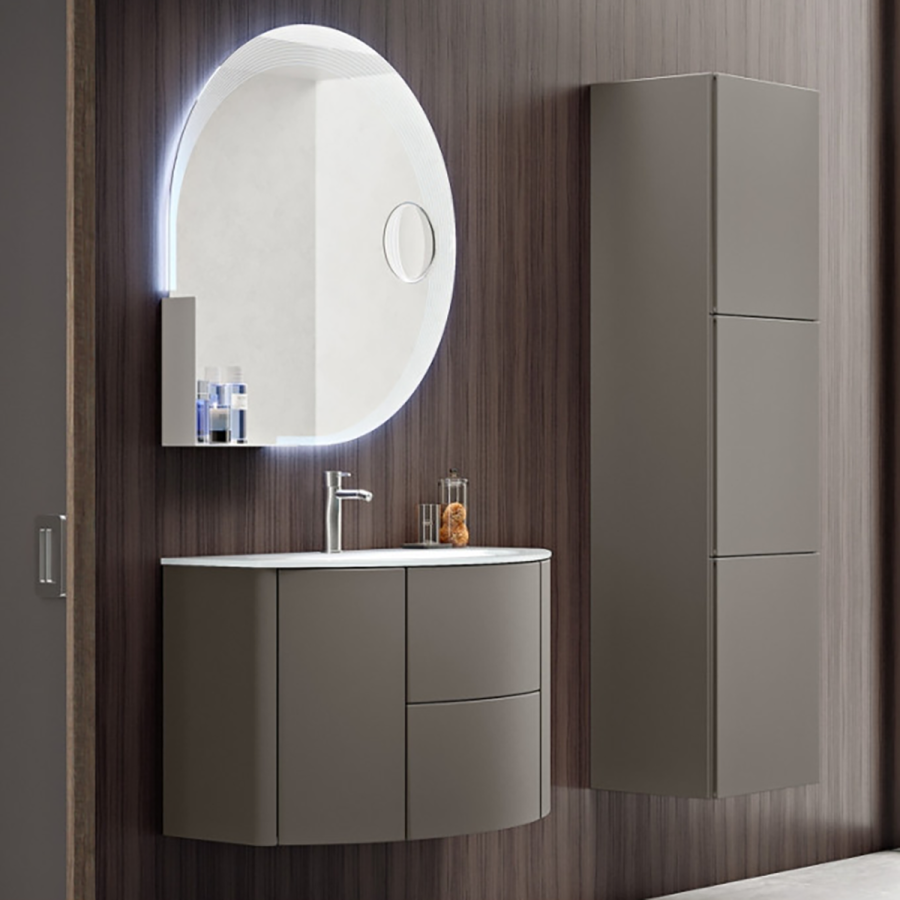 Eden | Mobile Bagno Sospeso 121 cm Grigio Talpa con Specchio LED