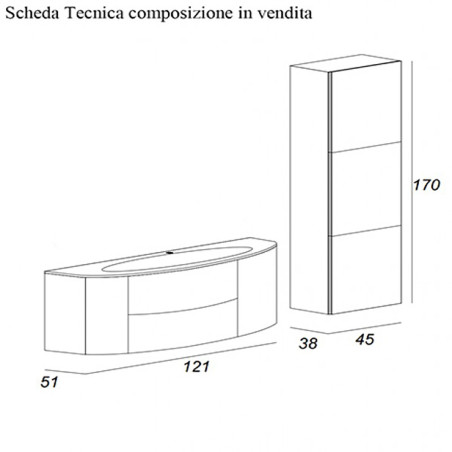 Eden | Mobile Bagno Sospeso 121 cm Grigio Talpa con Specchio LED