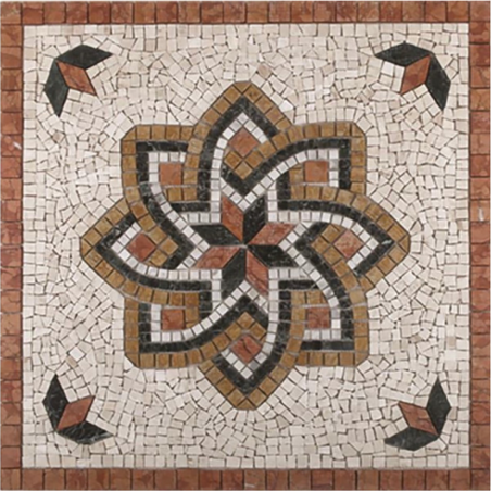 Rosone mosaico marmo 120x120 cm su rete da pavimento
