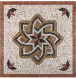 Rosone mosaico marmo 120x120 cm su rete da pavimento