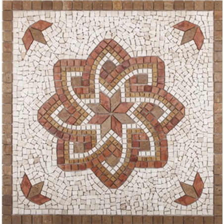 Rosone mosaico marmo 120x120 cm su rete da pavimento