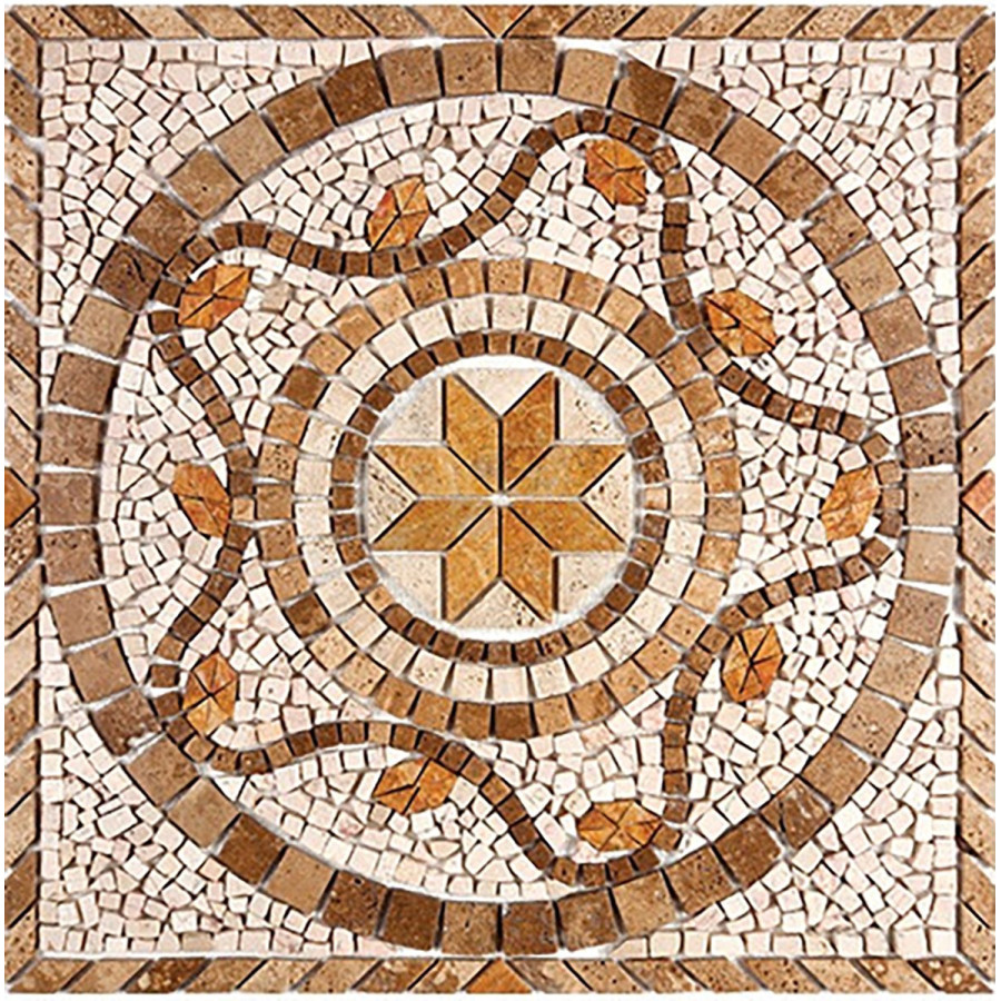 Rosone Mosaico marmo cm 66 x 66 x 0,8 su rete per pavimenti