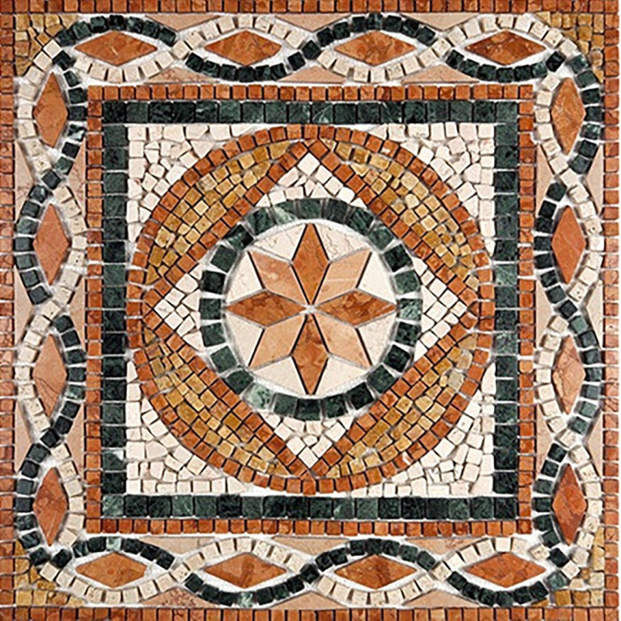 Rosone Mosaico Marmo 66x66 cm su Rete per Pavimenti - Eleganza per Interni ed Estern