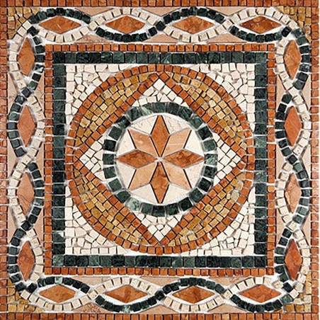 Rosone Mosaico Marmo 66x66 cm su Rete per Pavimenti - Eleganza per Interni ed Estern