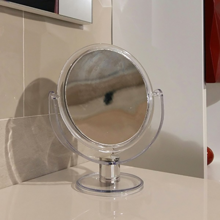 Specchio Ingranditore Circolare Appoggio Resina Trasparente