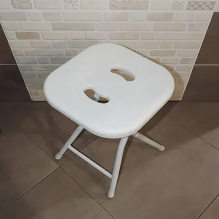 Sgabello Doccia Richiudibile Bianco in Plastica e Metallo