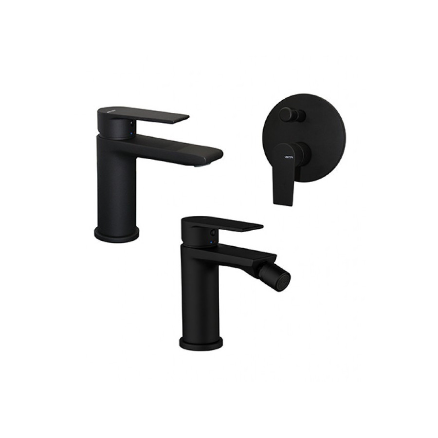 Set rubinetti lavabo, bidet, doccia deviatore nero opaco - TIMEA