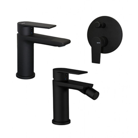 Set rubinetti lavabo, bidet, doccia deviatore nero opaco - TIMEA