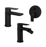 Set rubinetti lavabo, bidet, doccia deviatore nero opaco - TIMEA