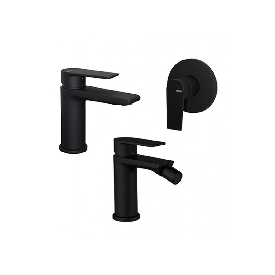 Set rubinetti lavabo, bidet e doccia nero opaco - TIMEA