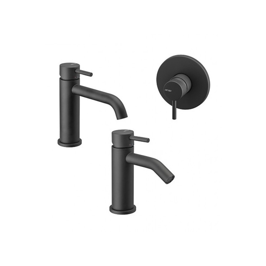 Tris rubinetti lavabo, bidet e doccia incasso nero MAIRA