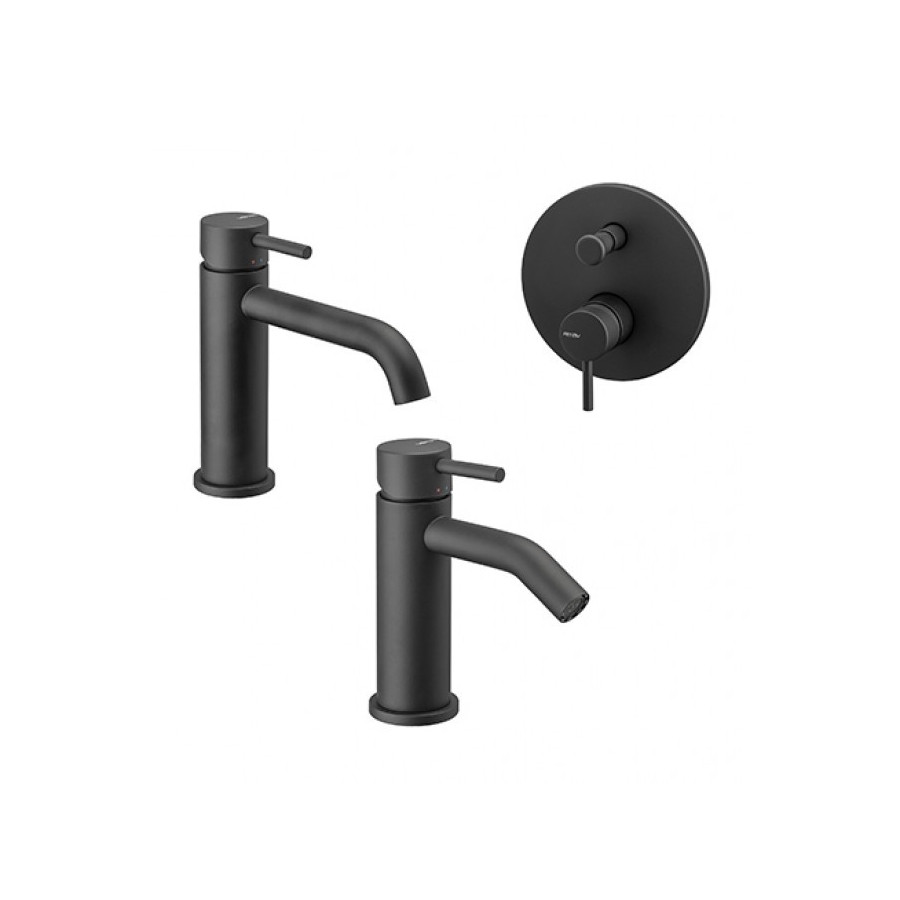 Tris rubinetti lavabo, bidet e doccia nero opaco MAIRA