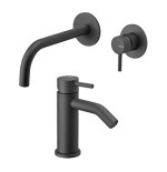 Coppia rubinetti lavabo muro + bidet nero opaco MAIRA