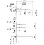 Rubinetto lavabo a parete nero opaco con incasso MAIRA