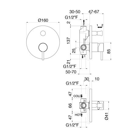 Rubinetto miscelatore monocomando vasca cromo da incasso