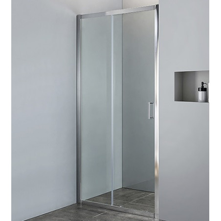 Box doccia nicchia 100 cm in cristallo trasparente a 2 ante scorrevole