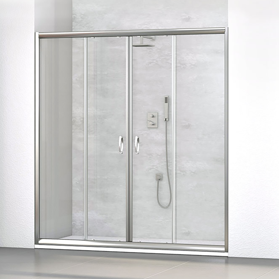 Box doccia nicchia 180 cm in cristallo scorrevole a 4 ante