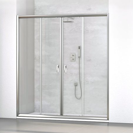 Box doccia nicchia 180 cm in cristallo scorrevole a 4 ante