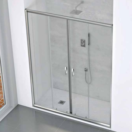 Box doccia nicchia 180 cm in cristallo scorrevole a 4 ante