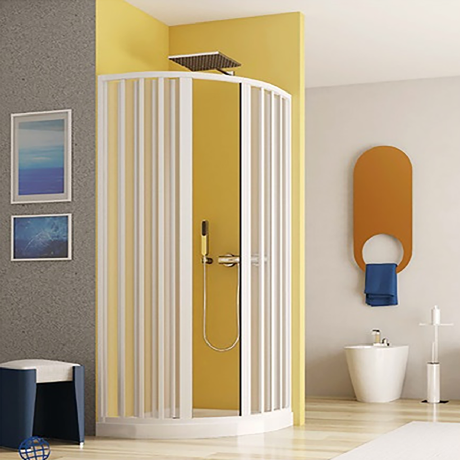 Box doccia semicircolare 90 x 90 soffietto apertura centrale